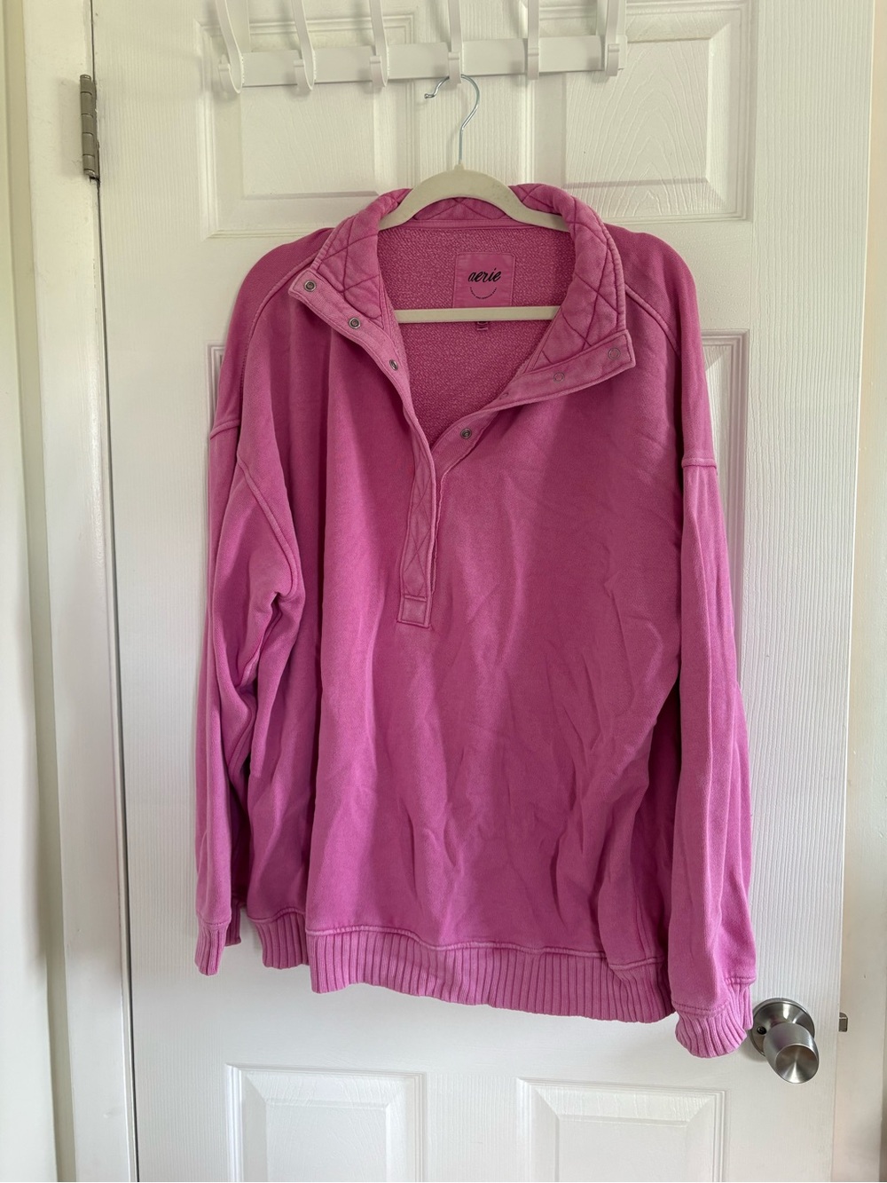 aerie Hot Pink Quarter-Snap Zip-Up Sweater